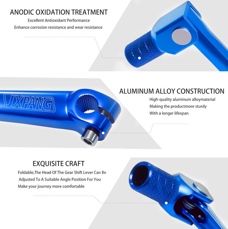 JXPANG Folding Gear Shifter Lever, Aluminum Dirt Bike Parts,Compatible with 50cc-125cc CRF50 XR50 SSR110 SSR125 WR200R Taotao ATA KAYO Xmotor Coolster Probike Pitster Pro Roketa Baja Pit Dirt Bike (Blue) - Image 2
